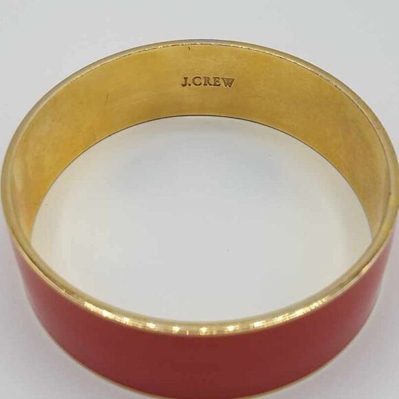 J Crew Red Enamel Brass Bangle Bracelet - Picture 2 of 6